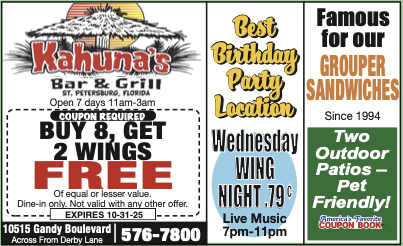Past ad for Kahuna's Bar & Grill