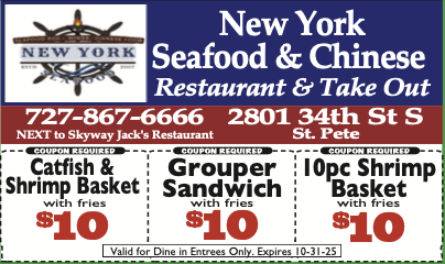 Past ad for New York Seafood & Chinese Restaurant & Take Out