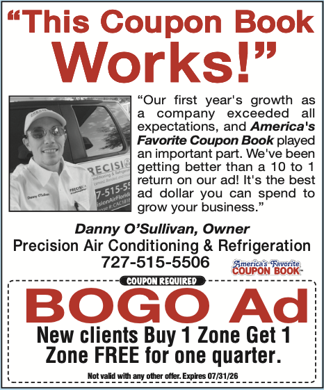 Testimonial from Precision Air Conditioning & Refrigeration (testimonial) in America's Favorite Coupon Book