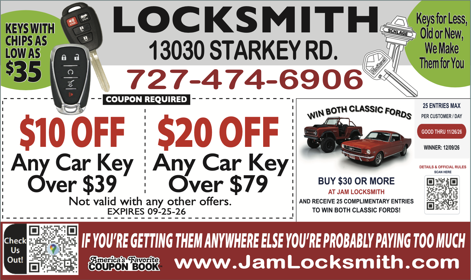 America's Favorite Coupon Book ad for JAM Locksmith