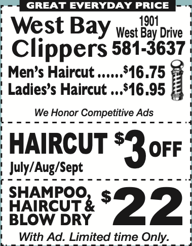 America's Favorite Coupon Book ad for West Bay Clippers