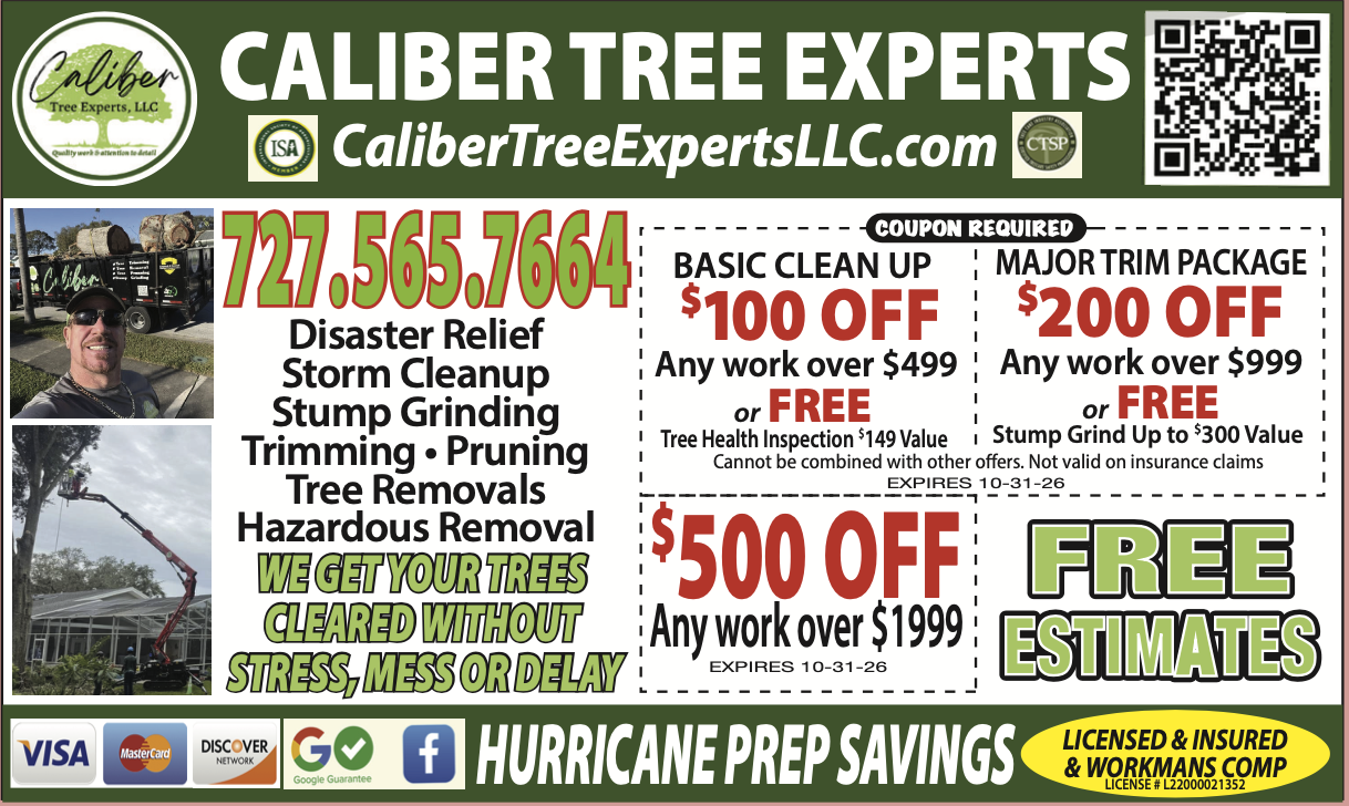 America's Favorite Coupon Book ad for Caliber Tree Experts