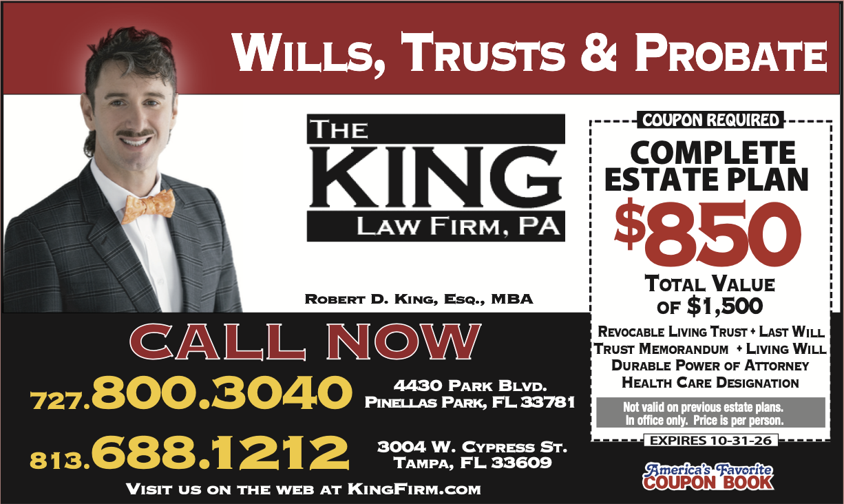 America's Favorite Coupon Book ad for The King Law Firm, PA