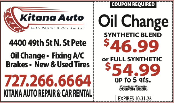 America's Favorite Coupon Book ad for Kitana Auto Repair & Car Rental
