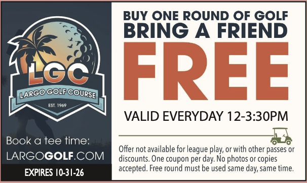 America's Favorite Coupon Book ad for Largo Golf Course