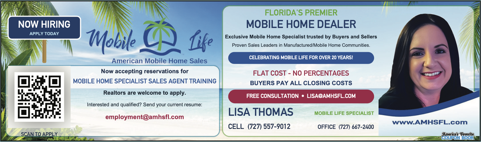 America's Favorite Coupon Book ad for Lisa Thomas — American Mobile Home Sales
