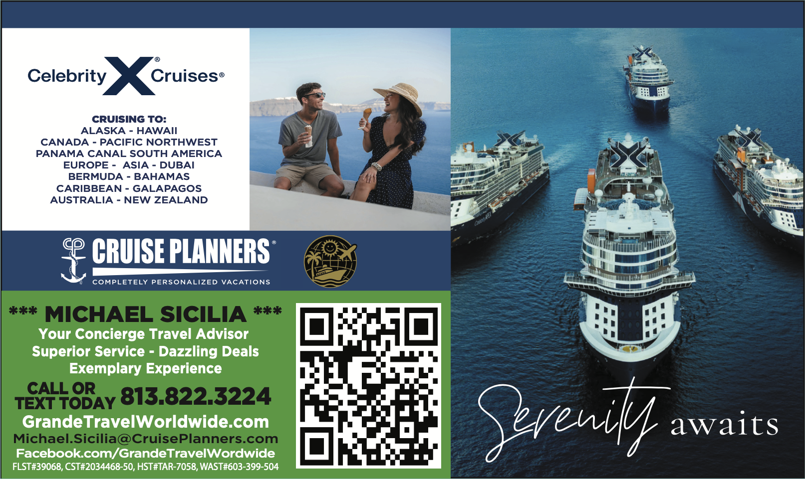 America's Favorite Coupon Book ad for GrandeTravelWorldwide.com — Budget Friendly, Concierge Travel Advisors (Celebrity Cruise)