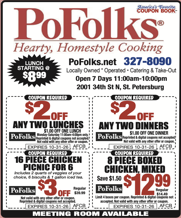 America's Favorite Coupon Book ad for PoFolks