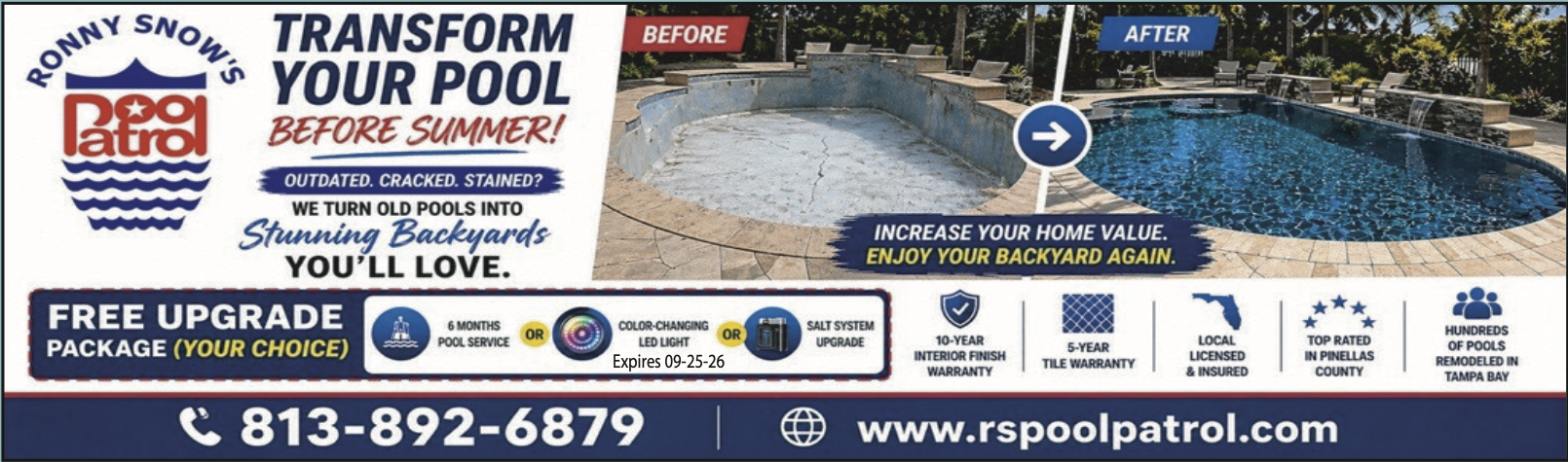 America's Favorite Coupon Book ad for Ronny Snow's Pool Patrol