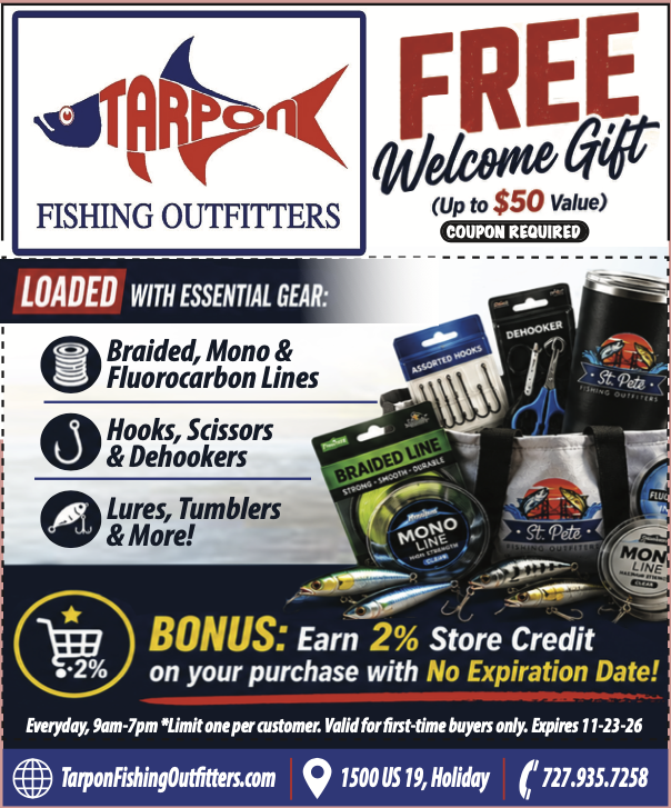 America's Favorite Coupon Book ad for Tarpon Fishing Outfitters — Free Welcome Gift