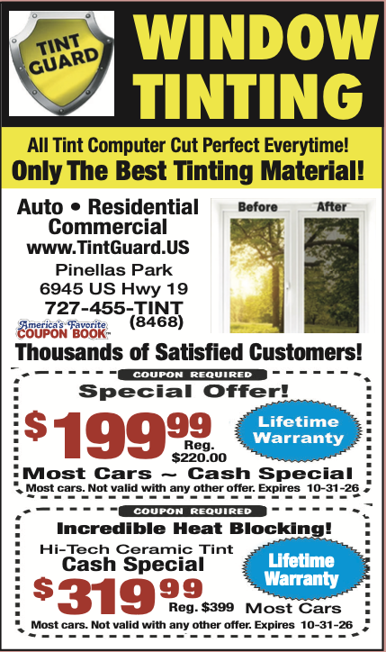 America's Favorite Coupon Book ad for Tint Guard Window Tinting