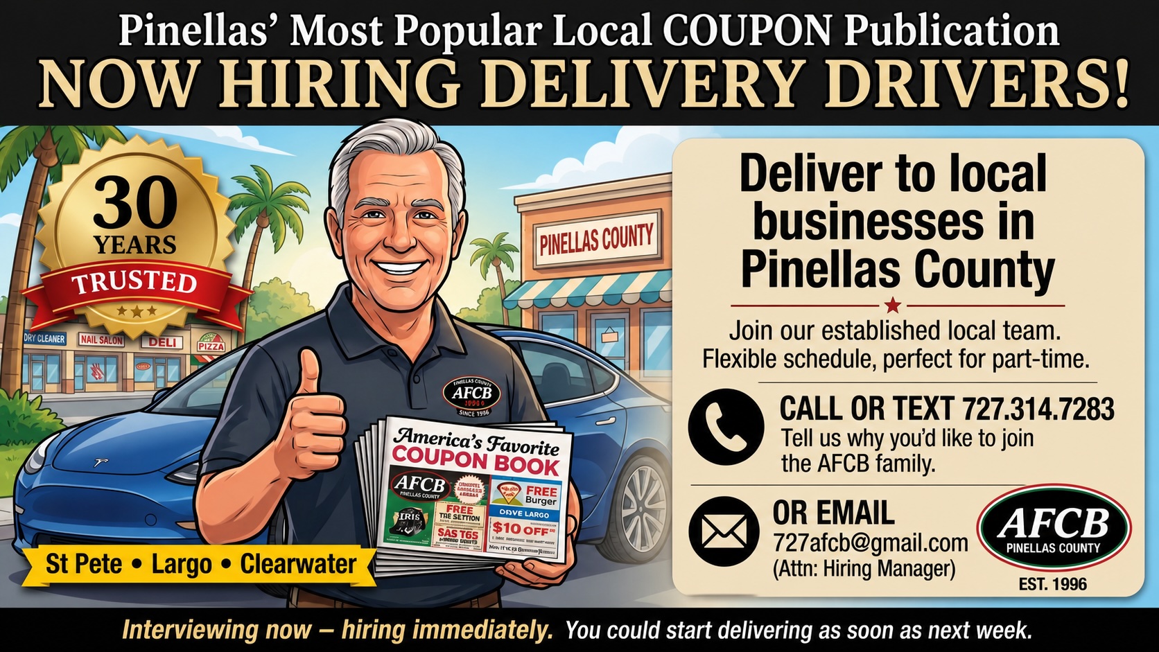 Hiring ad for America’s Favorite Coupon Book — Delivery Drivers from America's Favorite Coupon Book