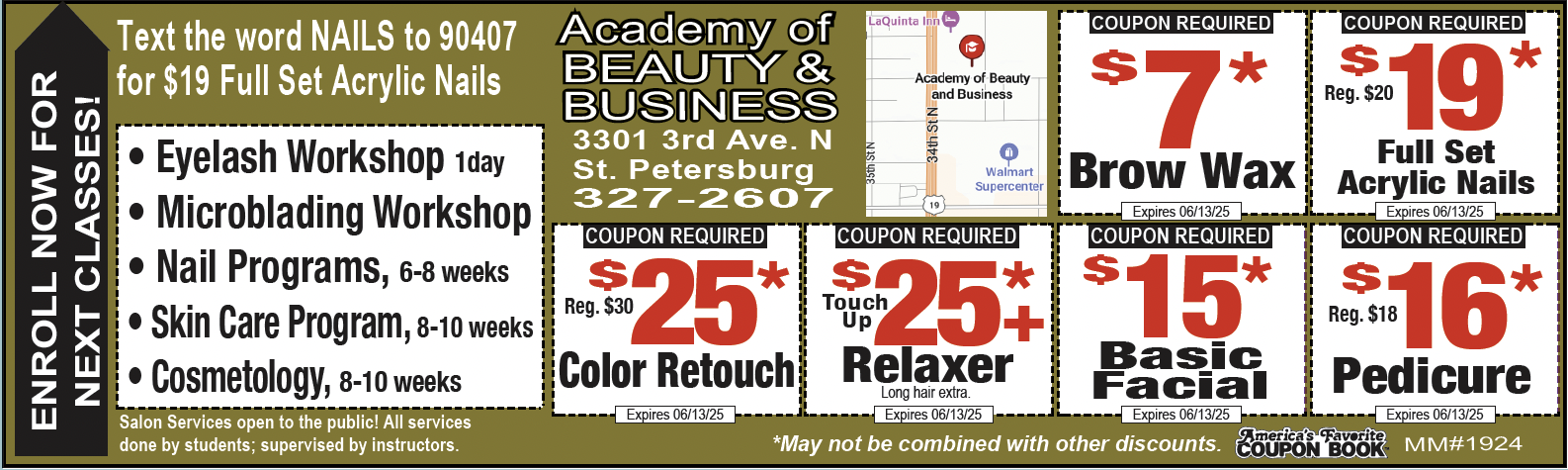 Past ad for Academy of Beauty & Business